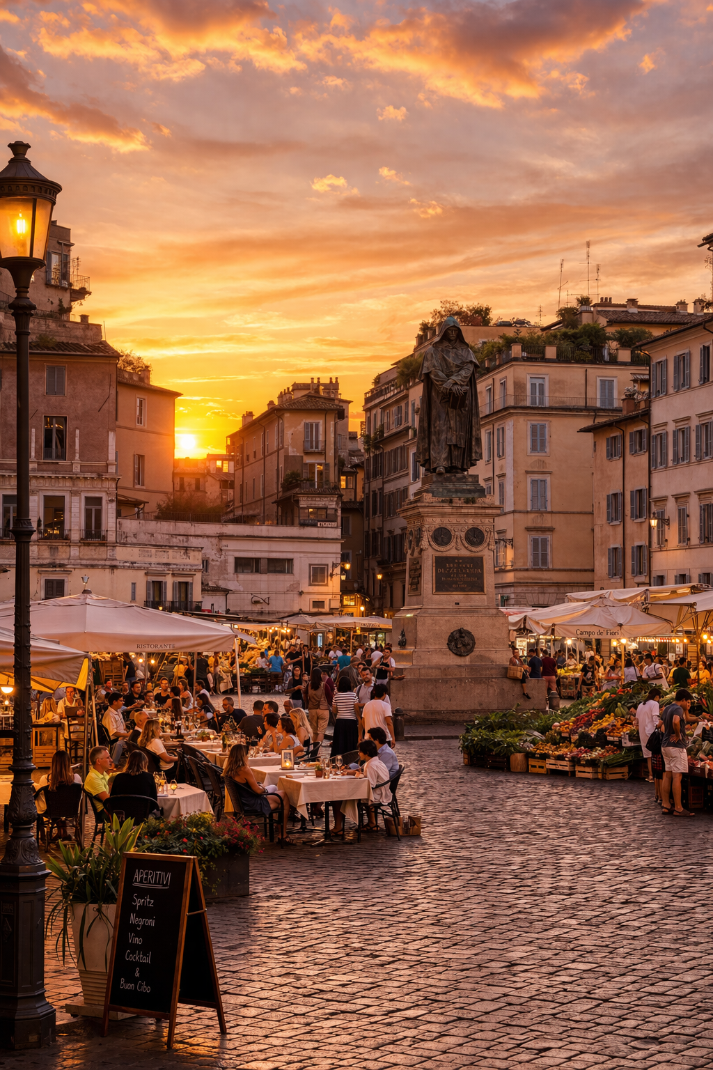 campo di fiore coucher de soleil